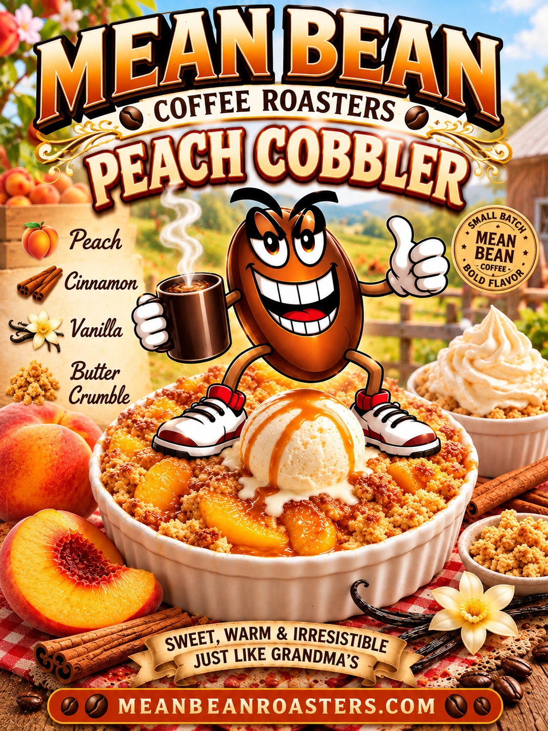 Peach Cobbler - Mean Bean Flavored Coffee from Mean Bean Coffee Roasters