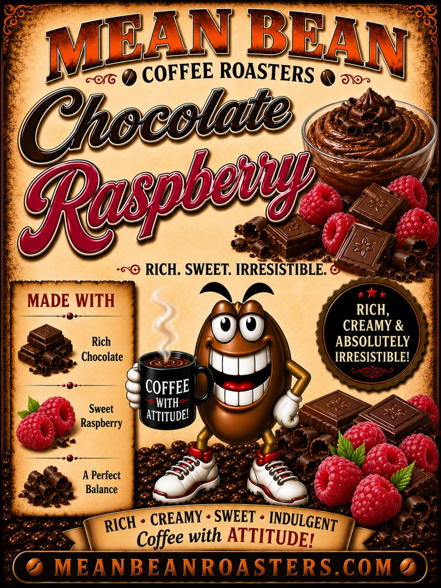 Chocolate Raspberry Flavored Coffee - Mean Bean Flavored Coffee from Mean Bean Coffee Roasters
