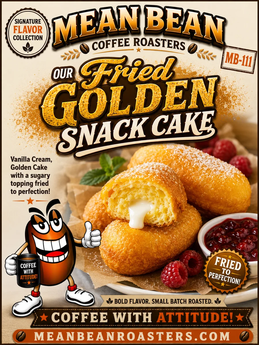 Our Fried Golden Snack Cake - Mean Bean Flavored Coffee from Mean Bean Coffee Roasters