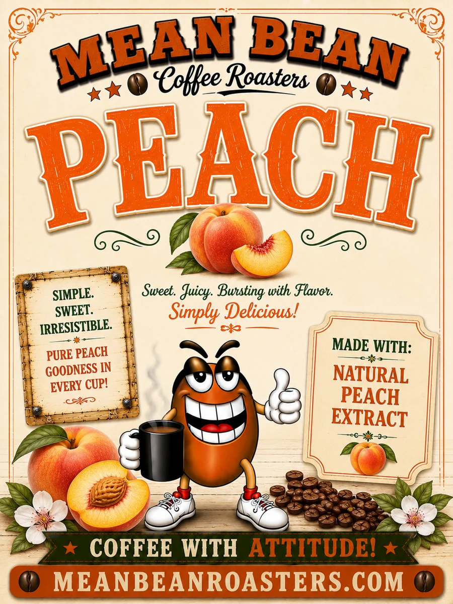 Peach - Mean Bean Flavored Coffee from Mean Bean Coffee Roasters